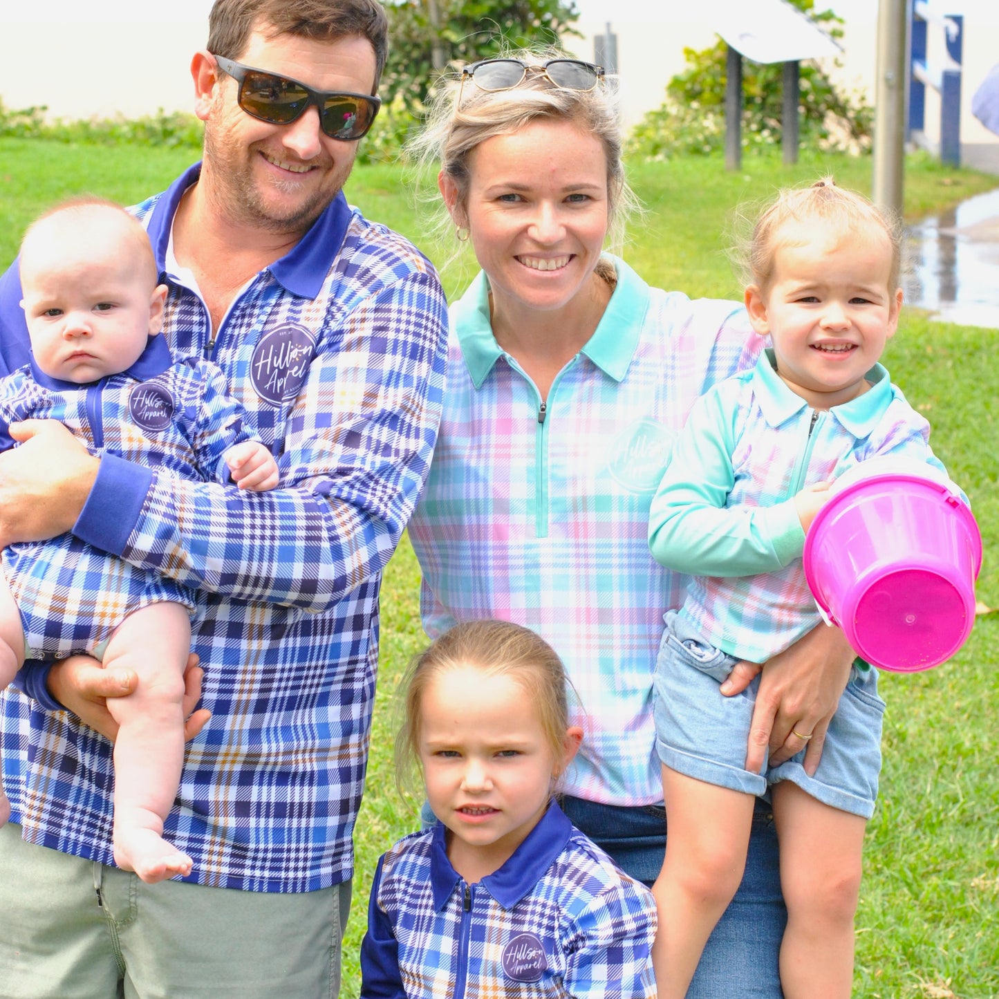 BLUE PLAID Baby Fishing Romper