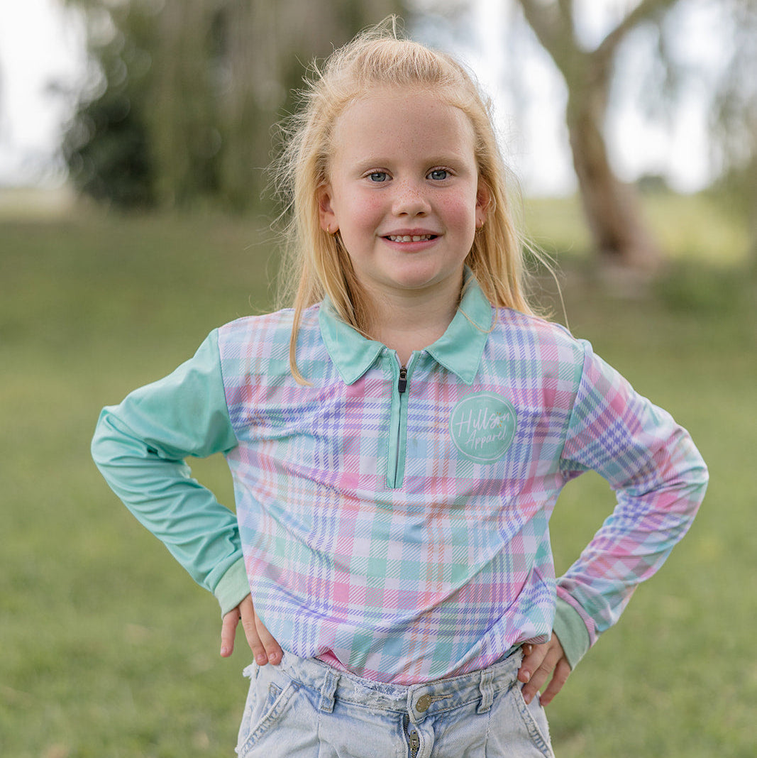 GREEN PLAID Kids' Fishing Shirt