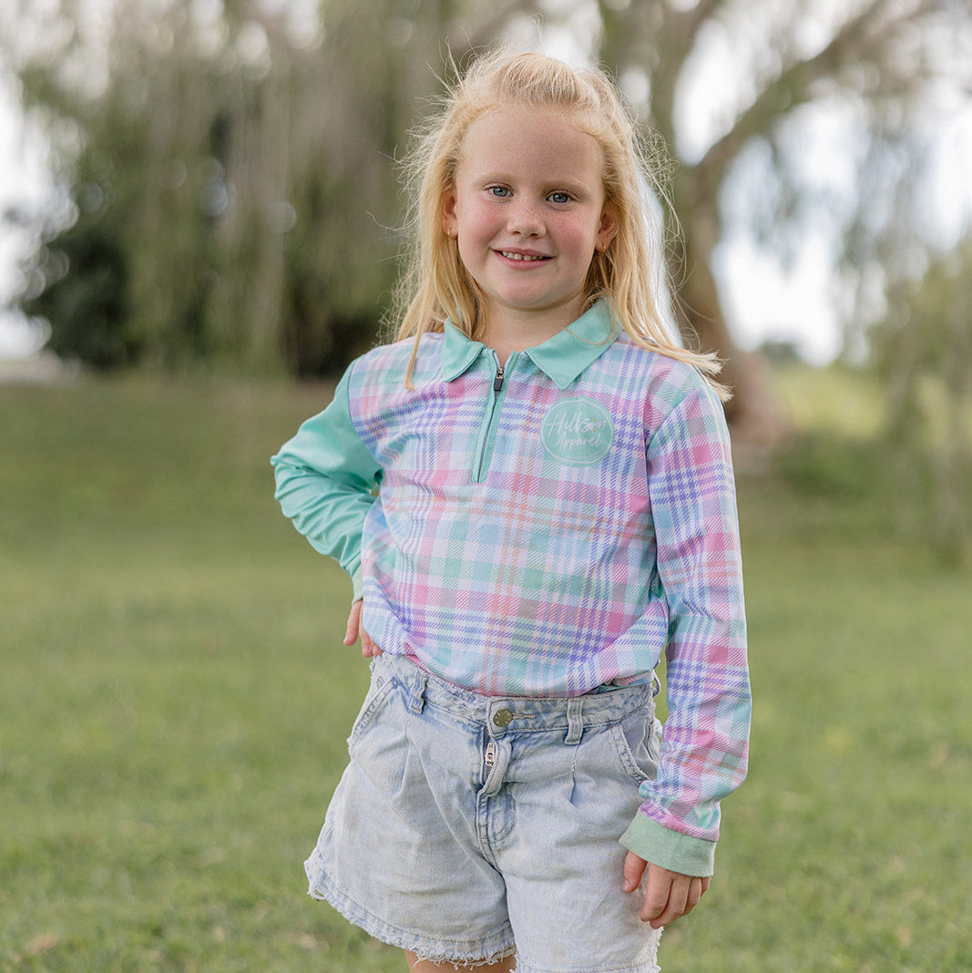GREEN PLAID Kids' Fishing Shirt