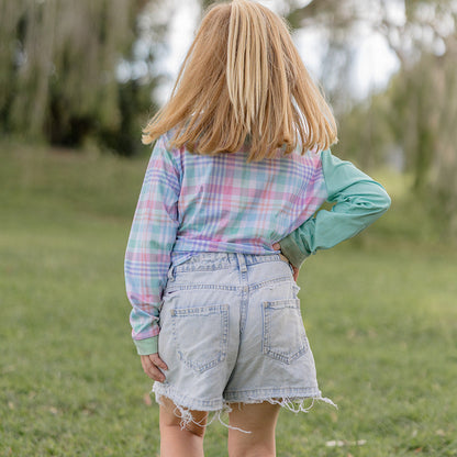 GREEN PLAID Kids' Fishing Shirt