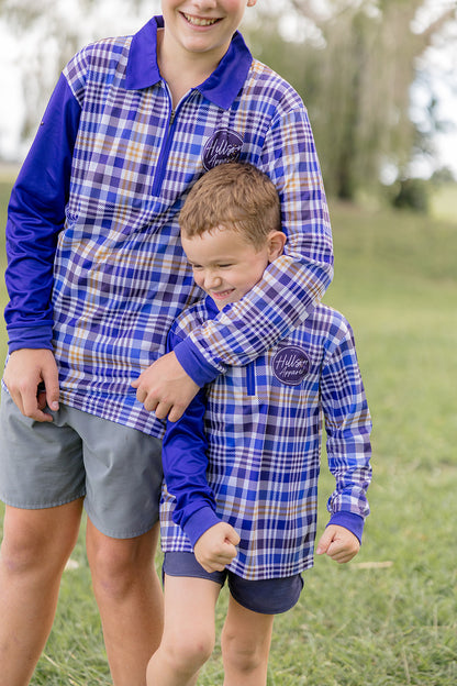 BLUE PLAID Kids' Fishing Shirt