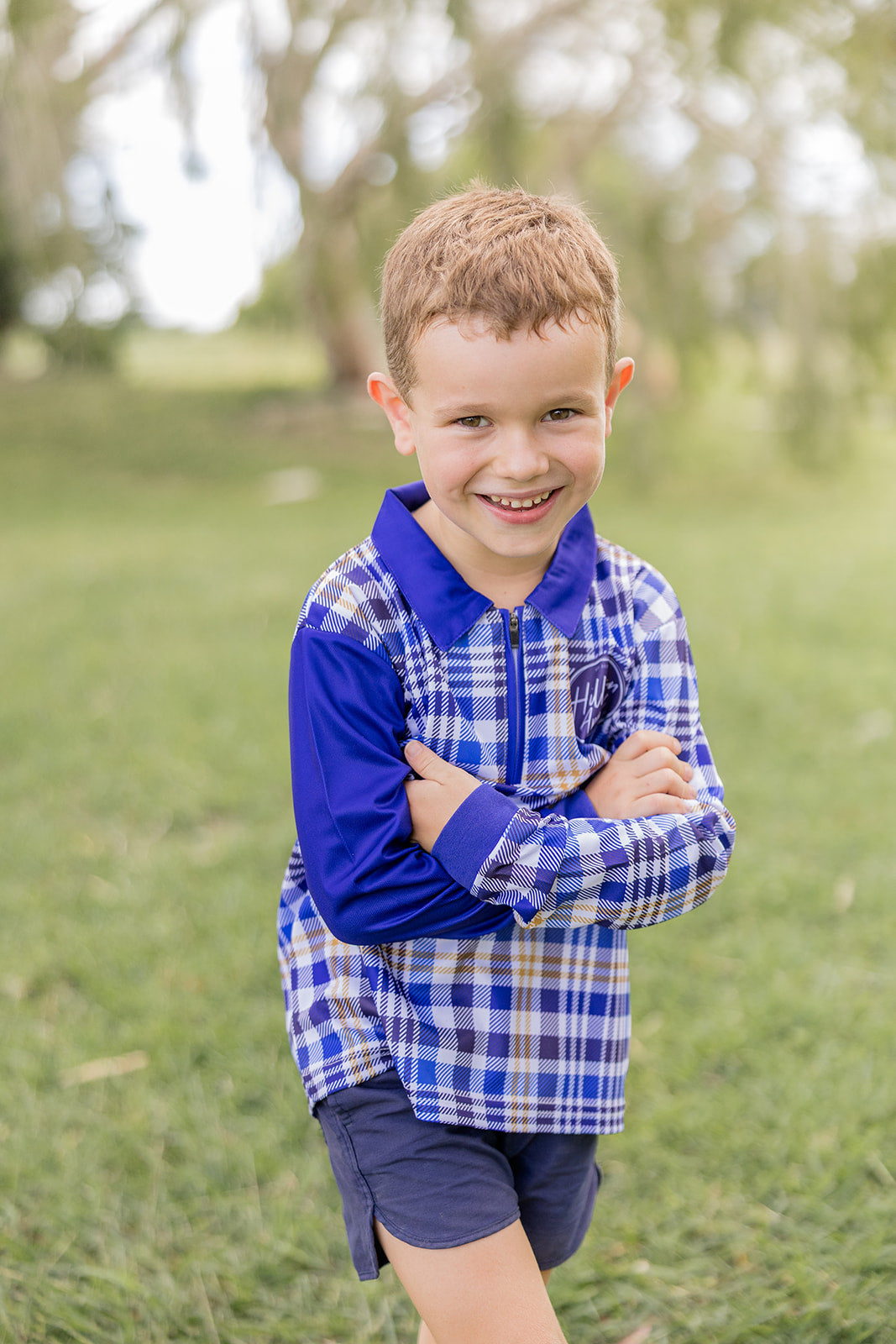 BLUE PLAID Kids' Fishing Shirt