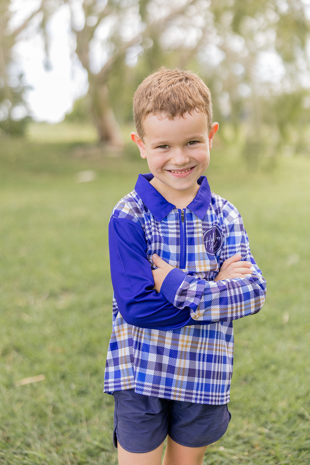 BLUE PLAID Kids' Fishing Shirt
